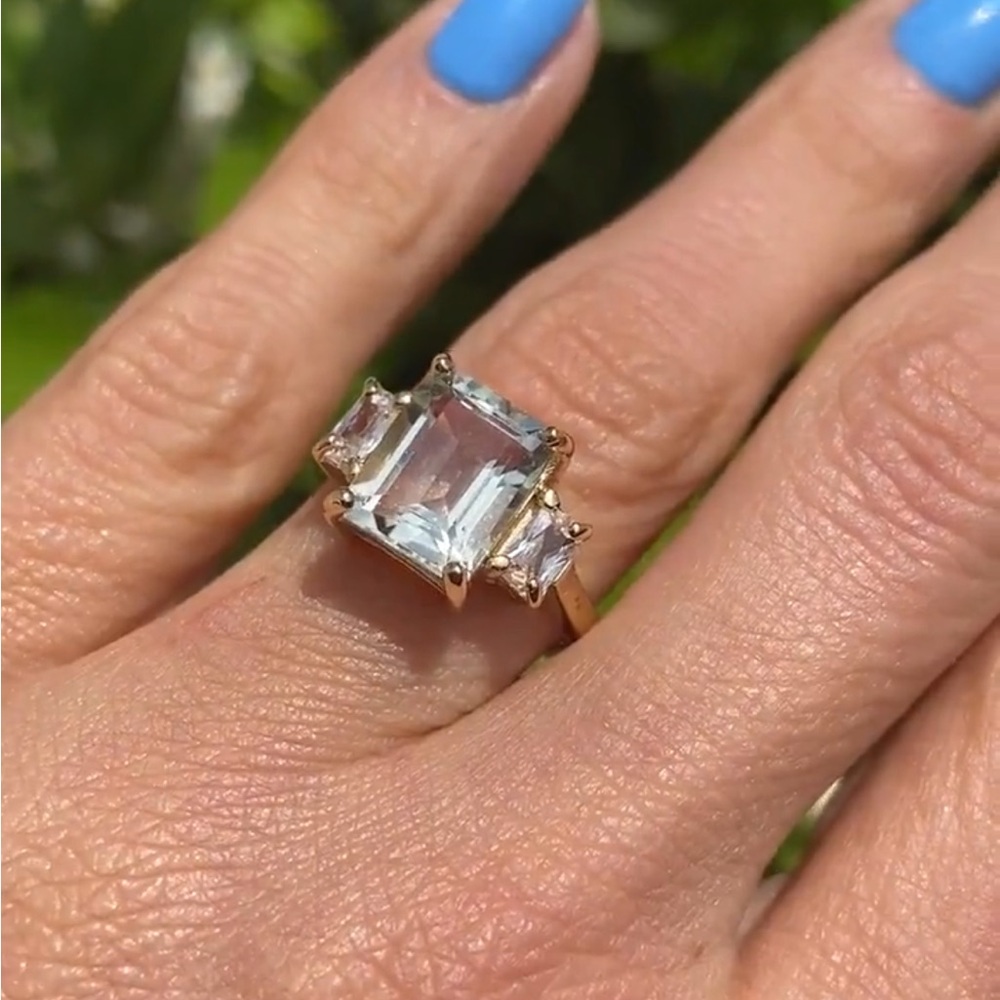 Green Amethyst Ring - Statement Ring - Silver Rin… - image 2